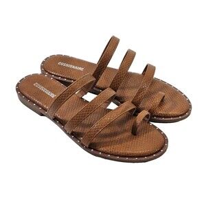 CS Women's 7.5 Cushionaire  Tess Toe Loop Thong Sandal +Memory Foam in Tan EUC